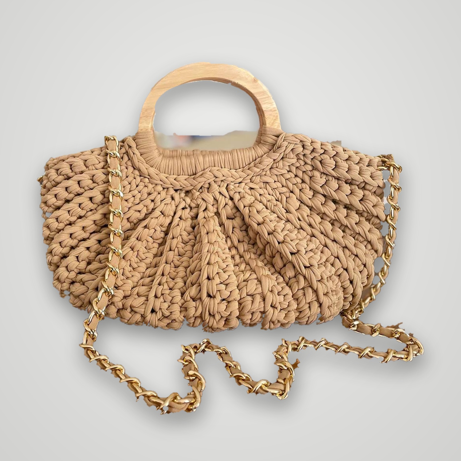 Borsa crochet color cammello
